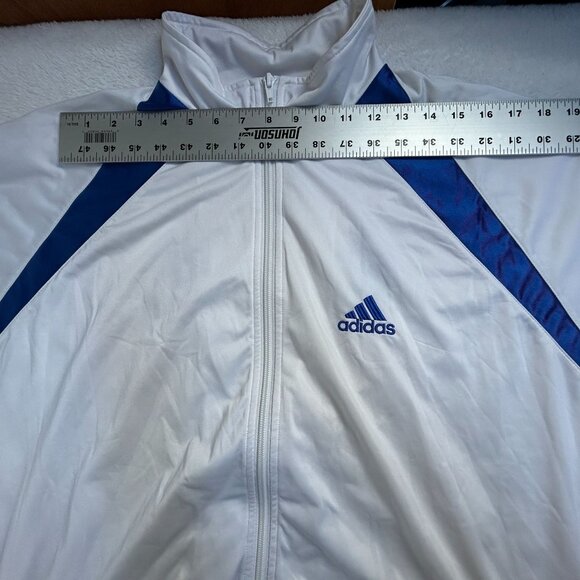 Adidas Mens White & Blue Karate Martial Art Jacket XXL Zip Up Activewear Pockets - Picture 9 of 11